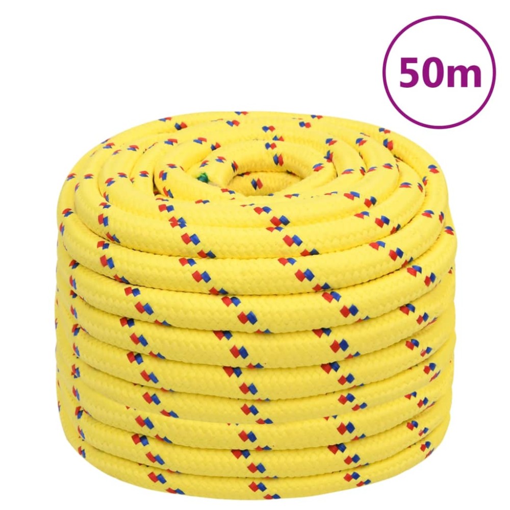 vidaXL Frânghie de barcă, galben, 20 mm, 50 m, polipropilenă