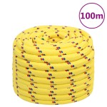 vidaXL Frânghie de barcă, galben, 20 mm, 100 m, polipropilenă vidaXL Frânghie de barcă, galben, 20 mm, 100 m, polipropilenă