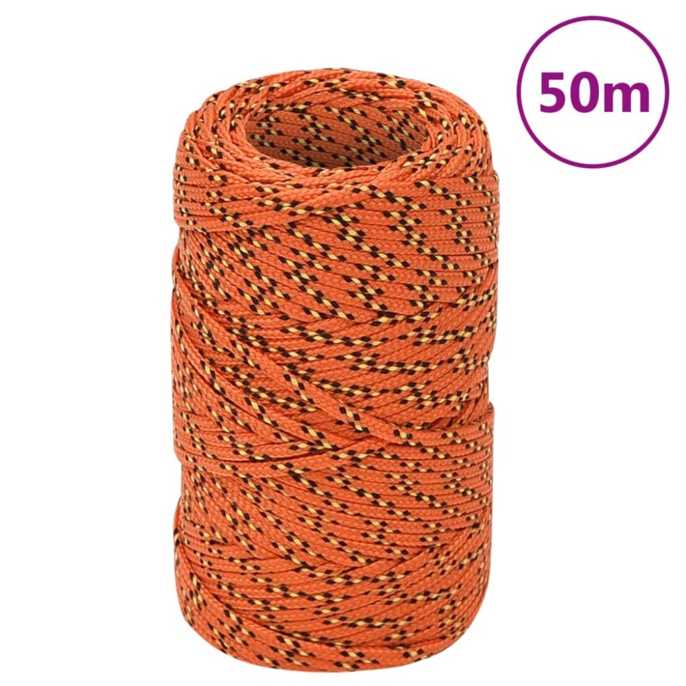 vidaXL Frânghie de barcă, portocaliu, 2 mm, 50 m, polipropilenă