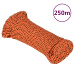 vidaXL Frânghie de barcă, portocaliu, 3 mm, 250 m, polipropilenă vidaXL Frânghie de barcă, portocaliu, 3 mm, 250 m, polipropilenă