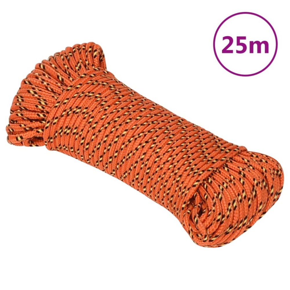 vidaXL Frânghie de barcă, portocaliu, 4 mm, 25 m, polipropilenă