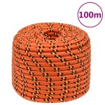 vidaXL Frânghie de barcă, portocaliu, 14 mm, 100 m, polipropilenă vidaXL Frânghie de barcă, portocaliu, 14 mm, 100 m, polipropilenă