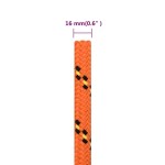 vidaXL Frânghie de barcă, portocaliu, 16 mm, 50 m, polipropilenă vidaXL Frânghie de barcă, portocaliu, 16 mm, 50 m, polipropilenă
