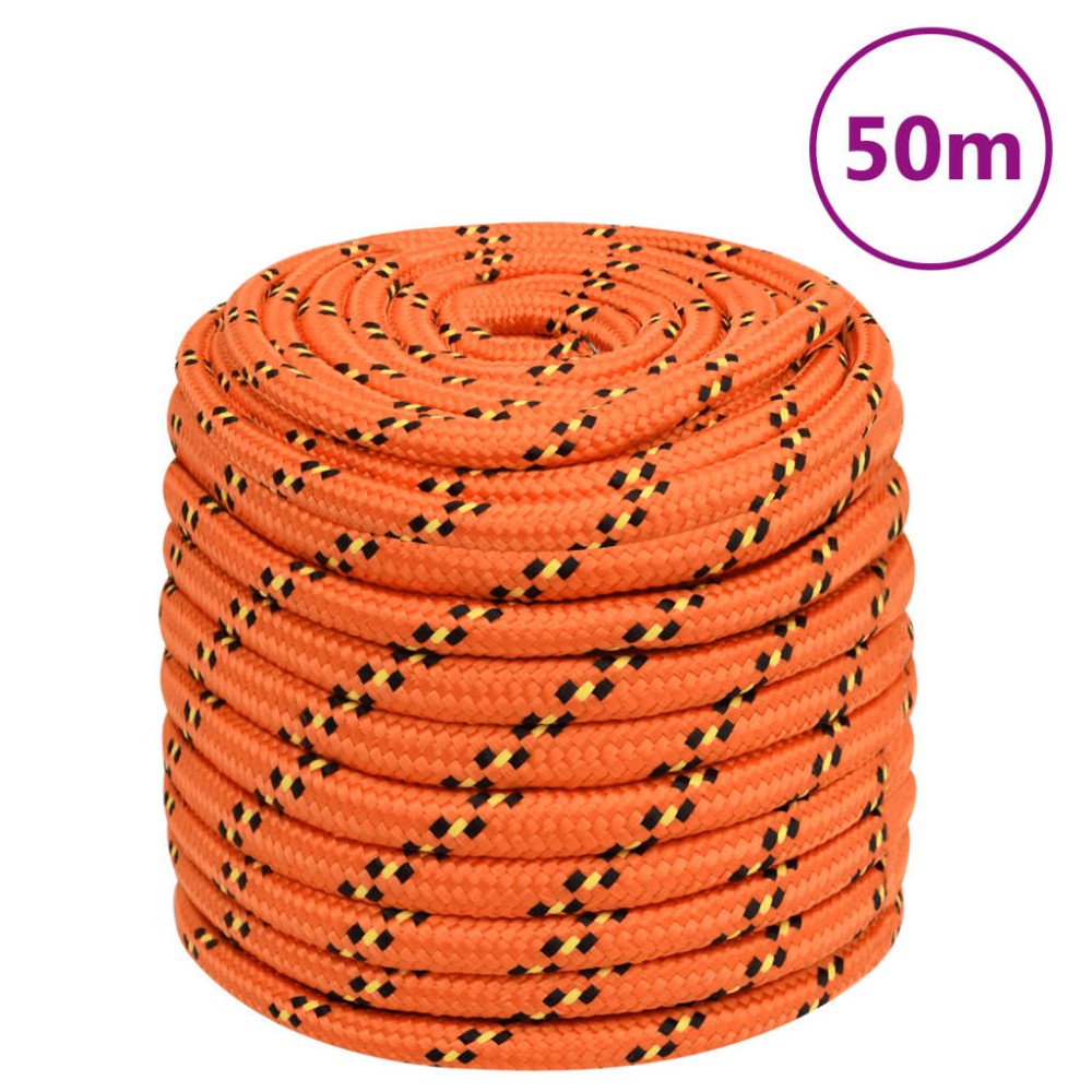vidaXL Frânghie de barcă, portocaliu, 18 mm, 50 m, polipropilenă
