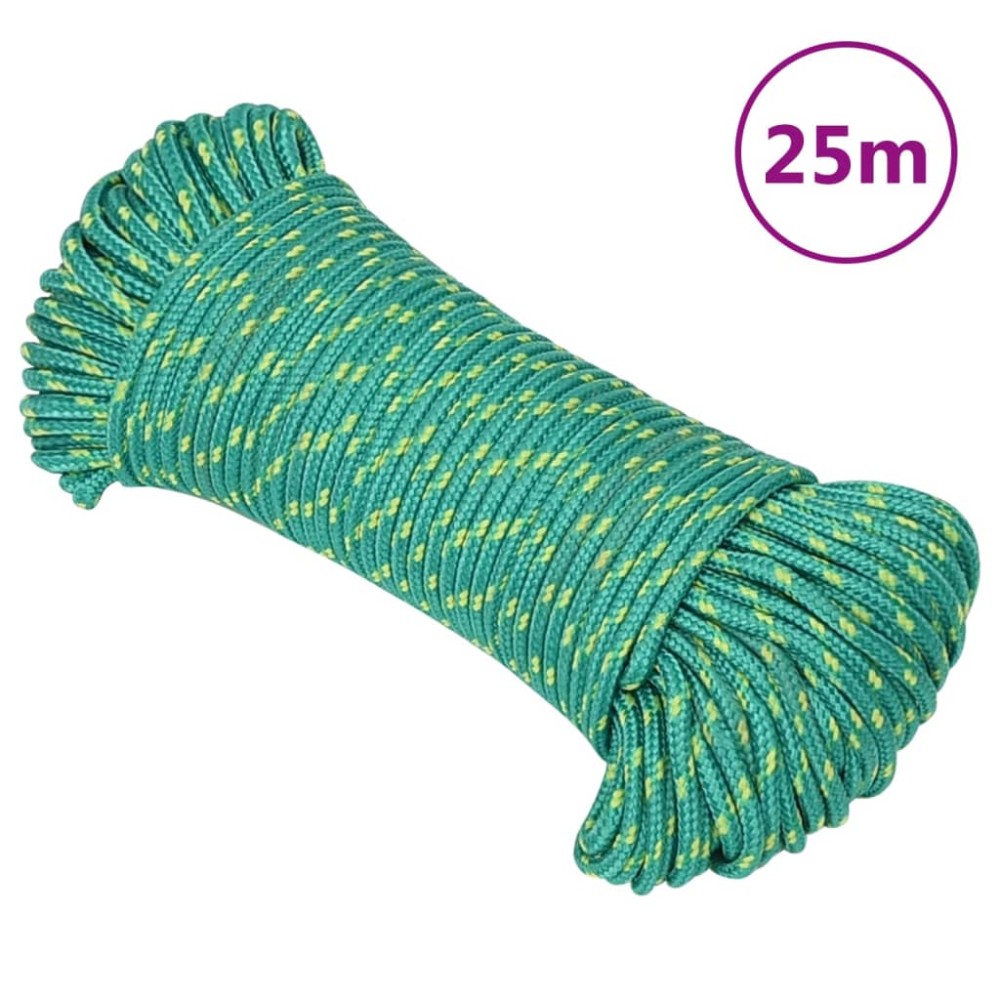 vidaXL Frânghie de barcă, verde, 3 mm, 25 m, polipropilenă