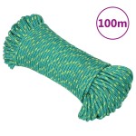 vidaXL Frânghie de barcă, verde, 3 mm, 100 m, polipropilenă