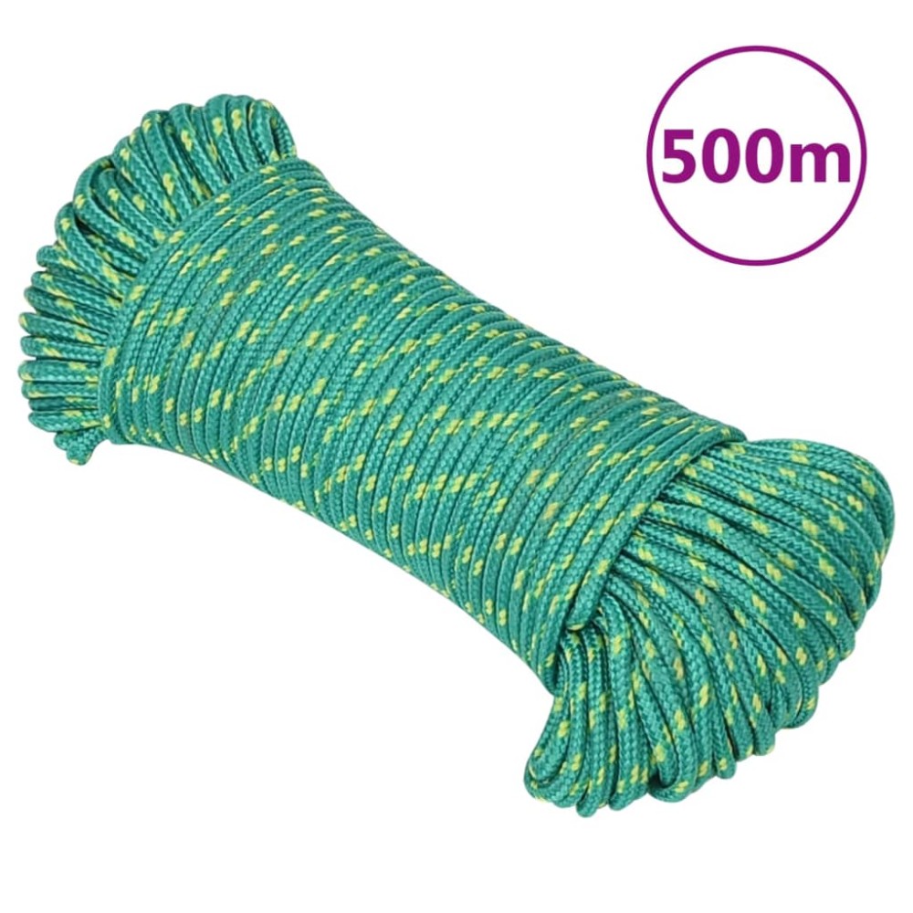 vidaXL Frânghie de barcă, verde, 3 mm, 500 m, polipropilenă