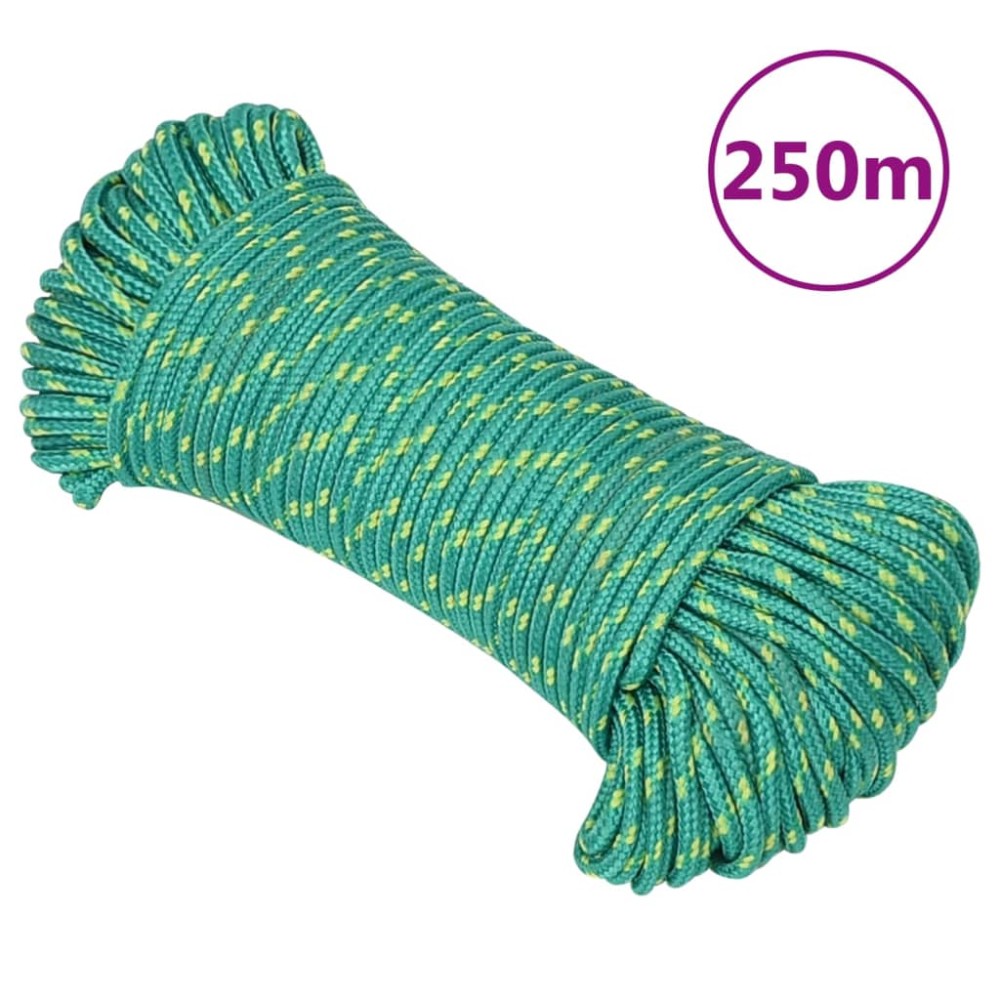 vidaXL Frânghie de barcă, verde, 5 mm, 250 m, polipropilenă