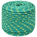 vidaXL Frânghie de barcă, verde, 12 mm, 50 m, polipropilenă vidaXL Frânghie de barcă, verde, 12 mm, 50 m, polipropilenă