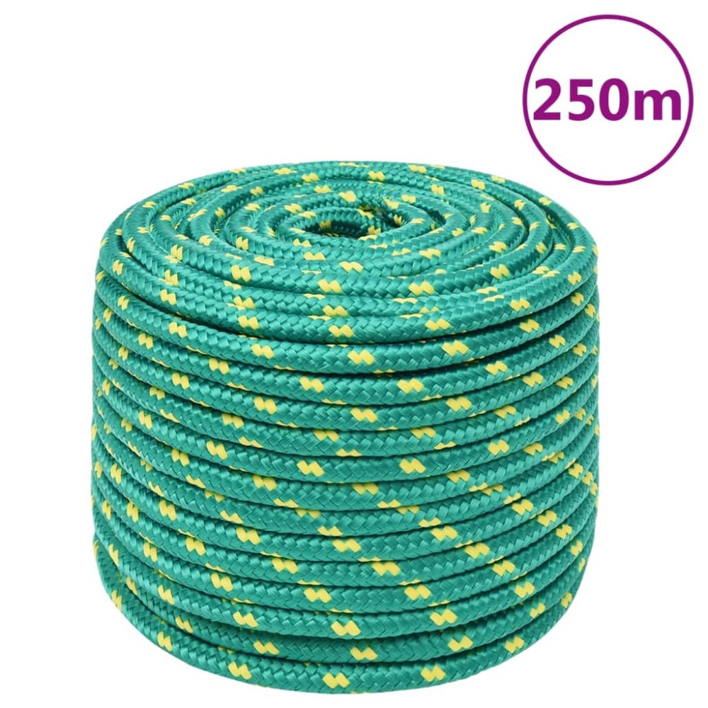 vidaXL Frânghie de barcă, verde, 12 mm, 250 m, polipropilenă