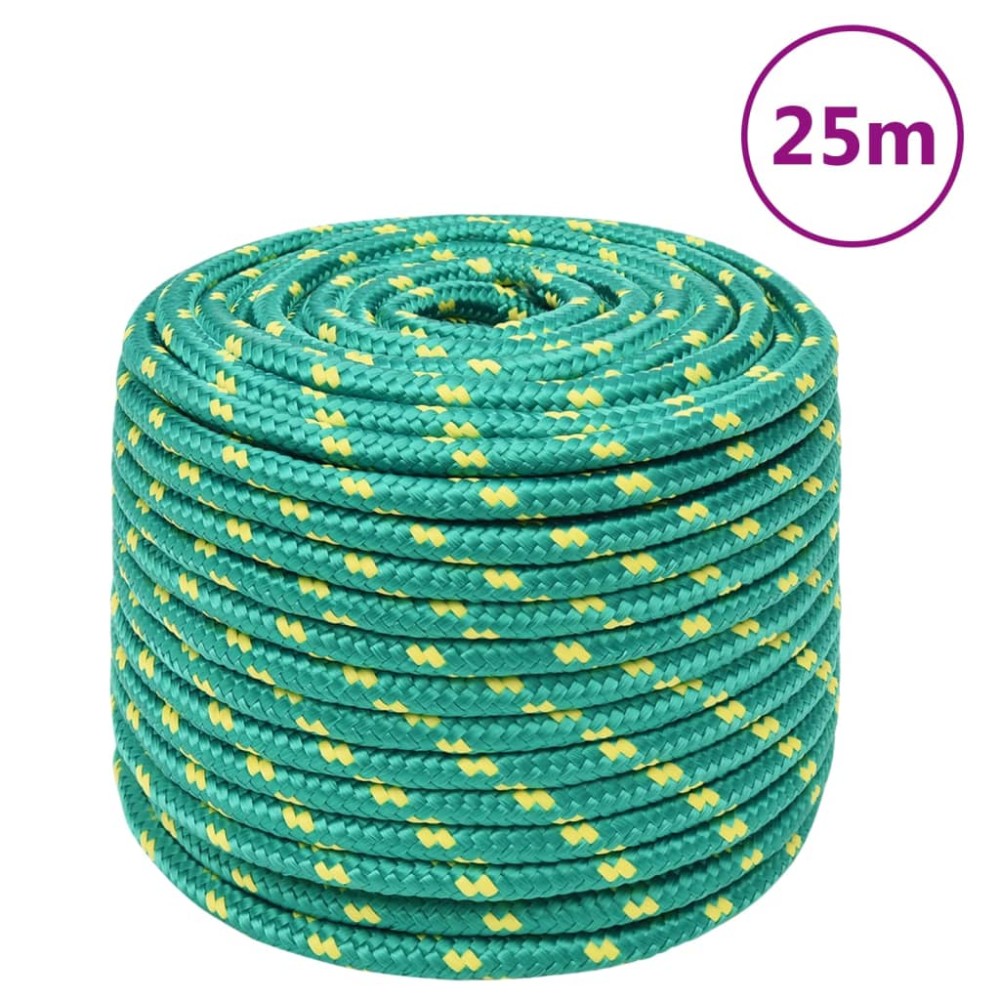 vidaXL Frânghie de barcă, verde, 14 mm, 25 m, polipropilenă