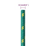 vidaXL Frânghie de barcă, verde, 14 mm, 50 m, polipropilenă vidaXL Frânghie de barcă, verde, 14 mm, 50 m, polipropilenă