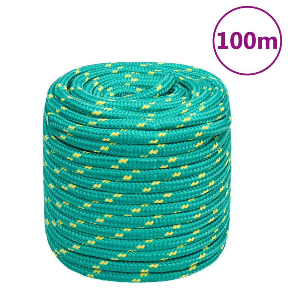 vidaXL Frânghie de barcă, verde, 16 mm, 100 m, polipropilenă