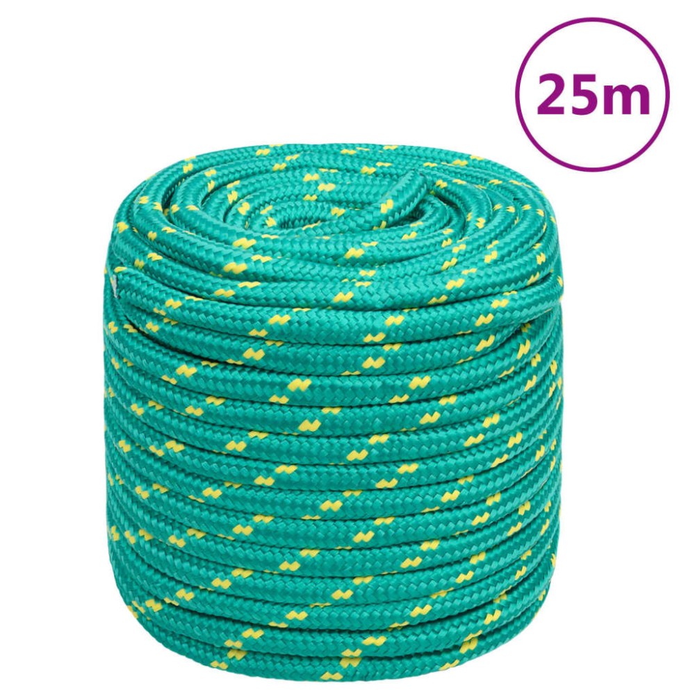 vidaXL Frânghie de barcă, verde, 18 mm, 25 m, polipropilenă