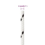 vidaXL Frânghie împletită pentru barcă, alb, 2 mm x 50 m, poliester vidaXL Frânghie împletită pentru barcă, alb, 2 mm x 50 m, poliester