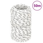 vidaXL Frânghie împletită pentru barcă, alb, 2 mm x 50 m, poliester vidaXL Frânghie împletită pentru barcă, alb, 2 mm x 50 m, poliester
