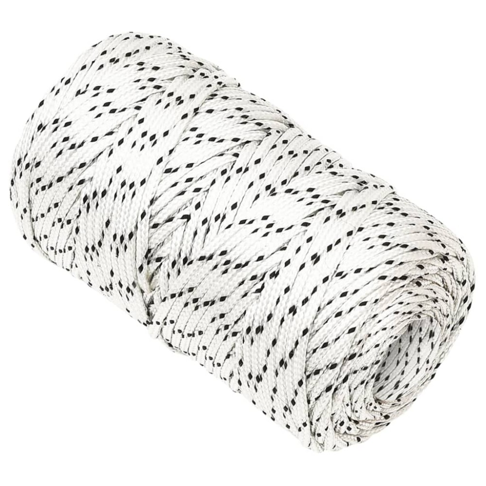vidaXL Frânghie împletită pentru barcă, alb, 2 mm x 250 m, poliester