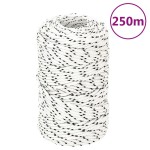 vidaXL Frânghie împletită pentru barcă, alb, 2 mm x 250 m, poliester vidaXL Frânghie împletită pentru barcă, alb, 2 mm x 250 m, poliester
