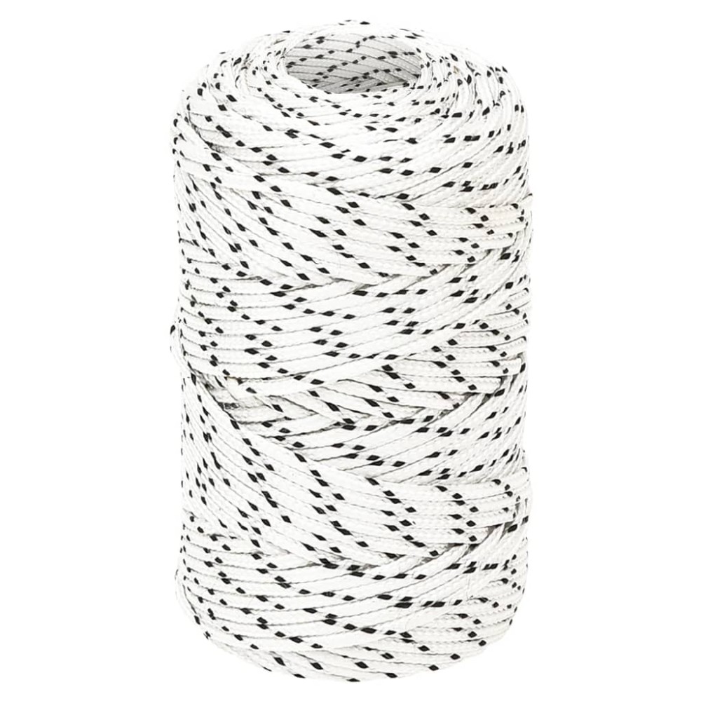 vidaXL Frânghie împletită pentru barcă, alb, 2 mm x 500 m, poliester
