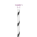 vidaXL Frânghie împletită pentru barcă, alb, 3 mm x 500 m, poliester vidaXL Frânghie împletită pentru barcă, alb, 3 mm x 500 m, poliester