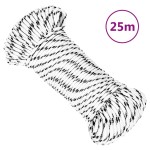 vidaXL Frânghie împletită pentru barcă, alb, 4 mm x 25 m, poliester vidaXL Frânghie împletită pentru barcă, alb, 4 mm x 25 m, poliester