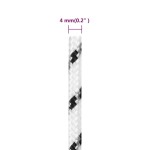 vidaXL Frânghie împletită pentru barcă, alb, 4 mm x 50 m, poliester vidaXL Frânghie împletită pentru barcă, alb, 4 mm x 50 m, poliester