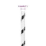 vidaXL Frânghie împletită pentru barcă, alb, 4 mm x 250 m, poliester vidaXL Frânghie împletită pentru barcă, alb, 4 mm x 250 m, poliester