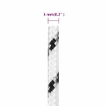 vidaXL Frânghie împletită pentru barcă, alb, 5 mm x 100 m, poliester vidaXL Frânghie împletită pentru barcă, alb, 5 mm x 100 m, poliester