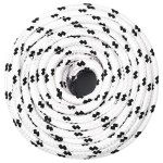 vidaXL Frânghie împletită pentru barcă, alb, 8 mm x 100 m, poliester vidaXL Frânghie împletită pentru barcă, alb, 8 mm x 100 m, poliester