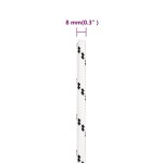 vidaXL Frânghie împletită pentru barcă, alb, 8 mm x 100 m, poliester vidaXL Frânghie împletită pentru barcă, alb, 8 mm x 100 m, poliester