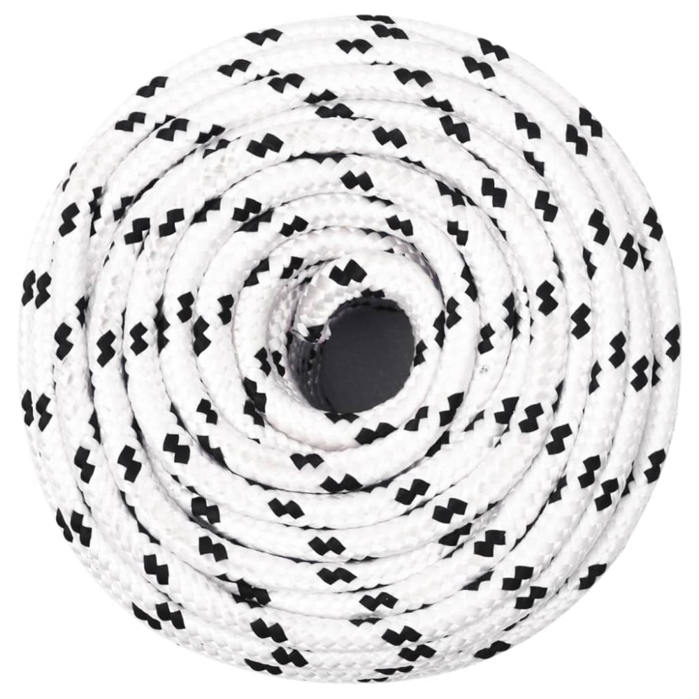 vidaXL Frânghie împletită pentru barcă, alb, 10 mm x 25 m, poliester