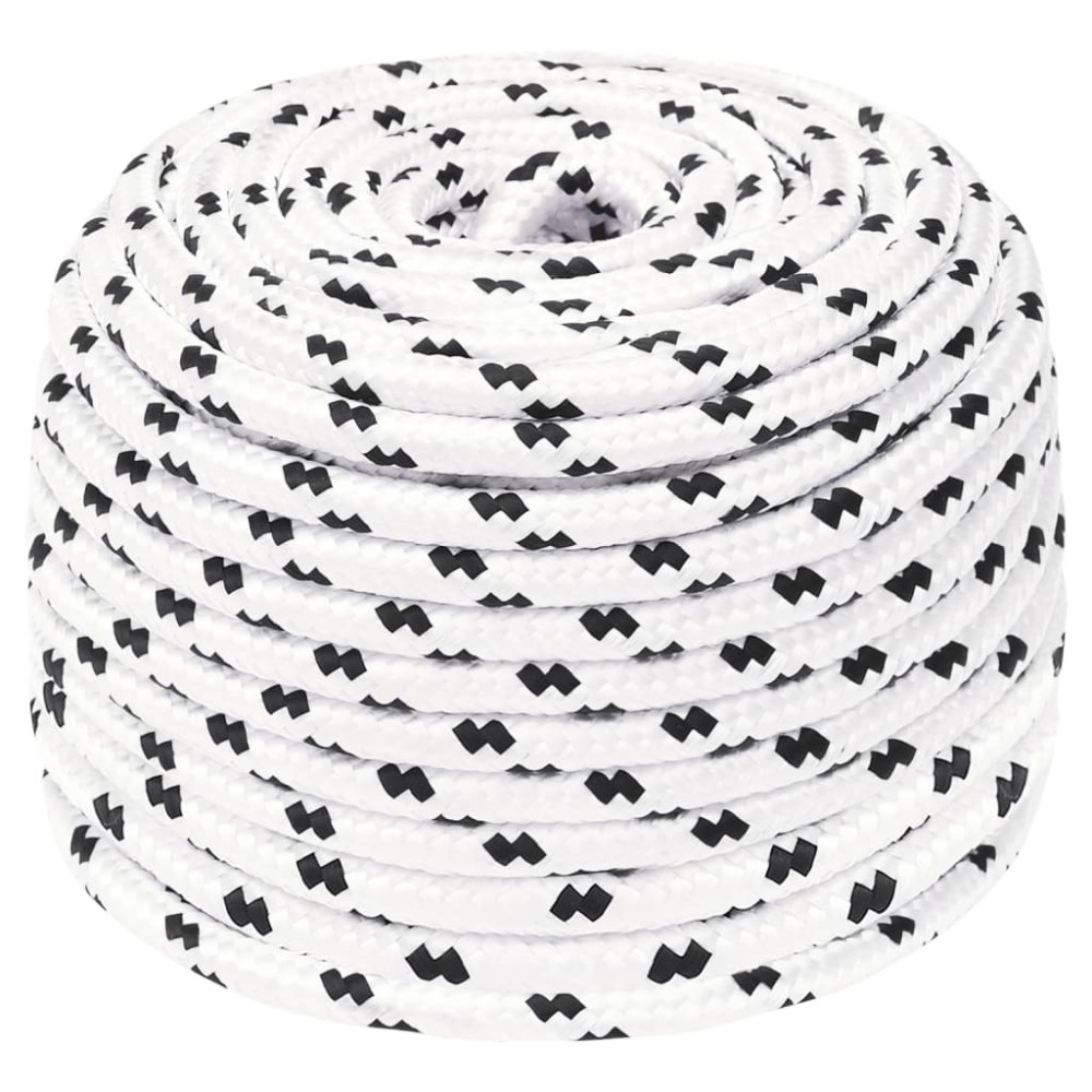 vidaXL Frânghie de lucru, alb, 10 mm, 100 m, poliester