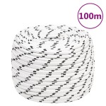 vidaXL Frânghie împletită pentru barcă, alb, 12 mm x 100 m, poliester vidaXL Frânghie împletită pentru barcă, alb, 12 mm x 100 m, poliester