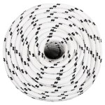 vidaXL Frânghie împletită pentru barcă, alb, 14 mm x 25 m, poliester vidaXL Frânghie împletită pentru barcă, alb, 14 mm x 25 m, poliester