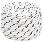 vidaXL Frânghie împletită pentru barcă, alb, 14 mm x 25 m, poliester vidaXL Frânghie împletită pentru barcă, alb, 14 mm x 25 m, poliester