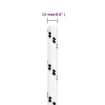 vidaXL Frânghie împletită pentru barcă, alb, 14 mm x 25 m, poliester vidaXL Frânghie împletită pentru barcă, alb, 14 mm x 25 m, poliester