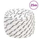 vidaXL Frânghie împletită pentru barcă, alb, 14 mm x 25 m, poliester vidaXL Frânghie împletită pentru barcă, alb, 14 mm x 25 m, poliester