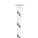 vidaXL Frânghie împletită pentru barcă, alb, 14 mm x 250 m, poliester vidaXL Frânghie împletită pentru barcă, alb, 14 mm x 250 m, poliester