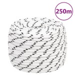 vidaXL Frânghie împletită pentru barcă, alb, 14 mm x 250 m, poliester vidaXL Frânghie împletită pentru barcă, alb, 14 mm x 250 m, poliester
