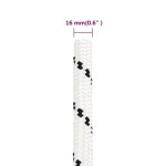 vidaXL Frânghie împletită pentru barcă, alb, 16 mm x 50 m, poliester vidaXL Frânghie împletită pentru barcă, alb, 16 mm x 50 m, poliester