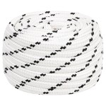 vidaXL Frânghie împletită pentru barcă, alb, 18 mm x 25 m, poliester vidaXL Frânghie împletită pentru barcă, alb, 18 mm x 25 m, poliester