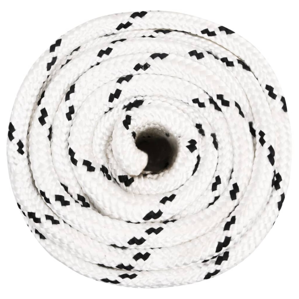 vidaXL Frânghie împletită pentru barcă, alb, 20 mm x 50 m, poliester