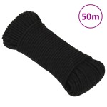 vidaXL Frânghie de lucru, negru, 3 mm, 50 m, poliester vidaXL Frânghie de lucru, negru, 3 mm, 50 m, poliester