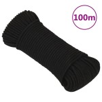 vidaXL Frânghie de lucru, negru, 3 mm, 100 m, poliester vidaXL Frânghie de lucru, negru, 3 mm, 100 m, poliester