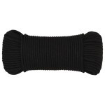 vidaXL Frânghie de lucru, negru, 3 mm, 100 m, poliester vidaXL Frânghie de lucru, negru, 3 mm, 100 m, poliester
