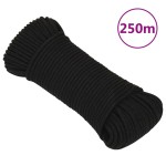 vidaXL Frânghie de lucru, negru, 3 mm, 250 m, polipropilenă vidaXL Frânghie de lucru, negru, 3 mm, 250 m, polipropilenă