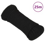 vidaXL Frânghie de lucru, negru, 4 mm, 25 m, poliester vidaXL Frânghie de lucru, negru, 4 mm, 25 m, poliester