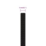 vidaXL Frânghie de lucru, negru, 5 mm, 100 m, poliester vidaXL Frânghie de lucru, negru, 5 mm, 100 m, poliester