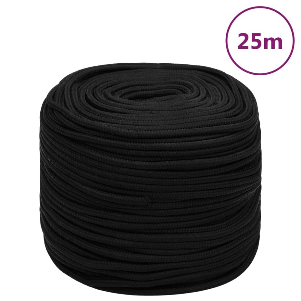 vidaXL Frânghie de lucru, negru, 6 mm, 25 m, poliester