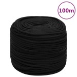 vidaXL Frânghie de lucru, negru, 6 mm, 100 m, poliester vidaXL Frânghie de lucru, negru, 6 mm, 100 m, poliester
